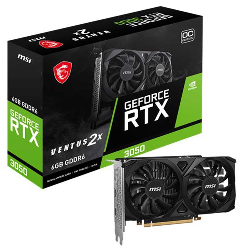 Msi Geforce Rtx3050 Ventus 2x E 6g Oc 6gb Gddr6 96bit 2xhdmi 1xdp Ekran Karti