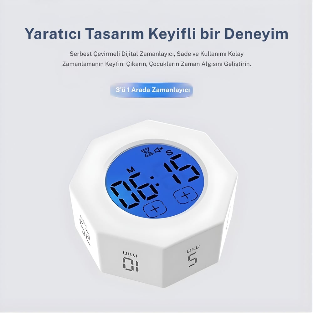 NPO NPT22A Alarmlı G-Sensör Otomatik Zamanlayıcılı Küp Kronometre Pomodoro Motivasyon Saati