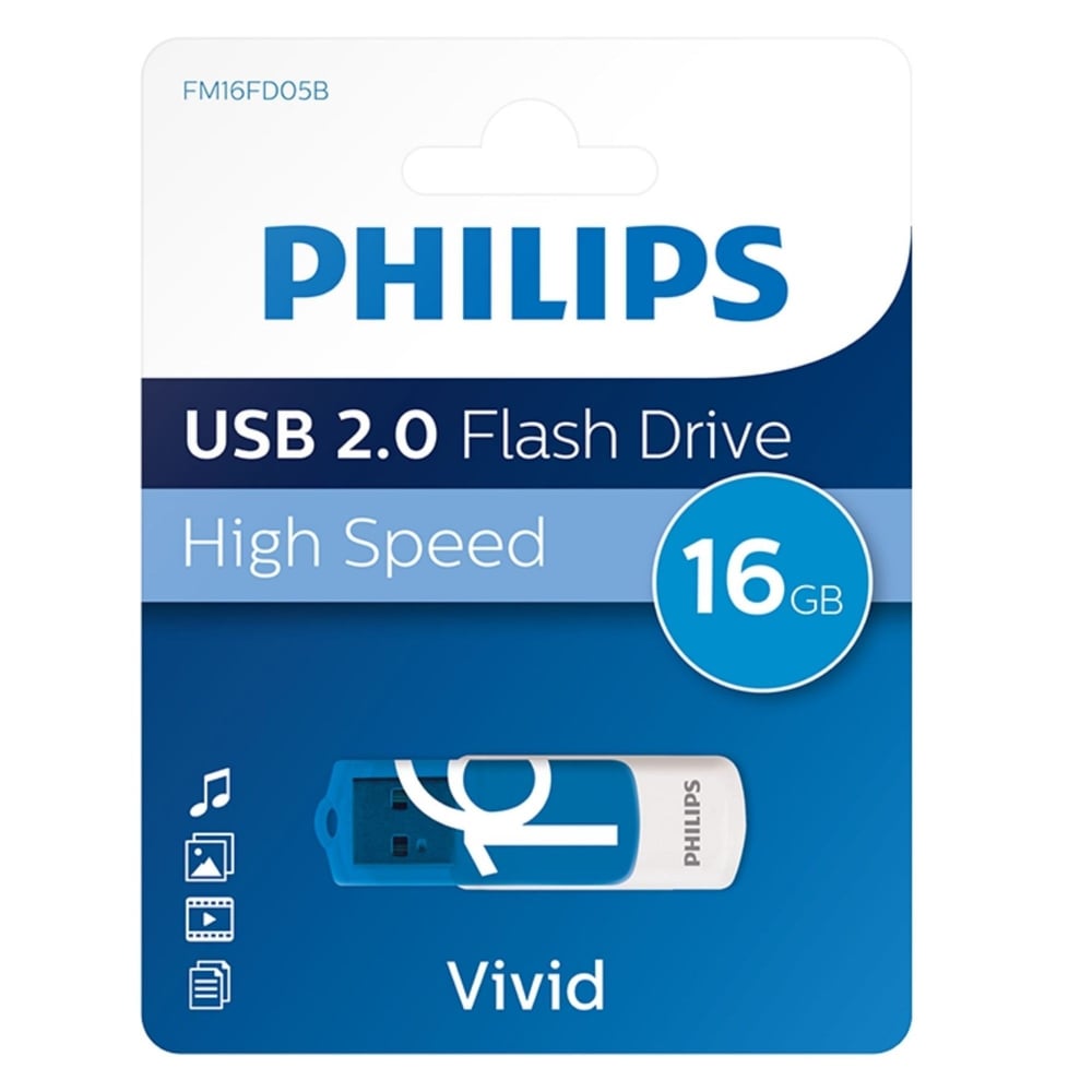 Philips USB 2.0 16GB Vivid Okyanus Mavisi