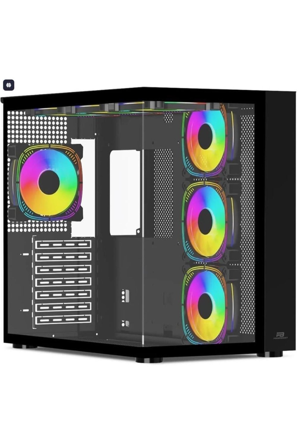 PowerBoost PB-SS02B Sea View USB 3.0, ATX 7 x ARGB Fanlı, Siyah Kasa (PSU Yok)