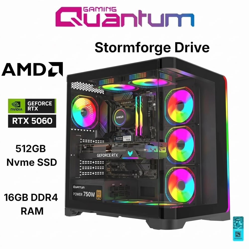 Quantum Stormforge Force  Ryzen7 5700X  16GB 512SSD RTX5060 FreeDOS Gaming Masaüstü Bilgisayar