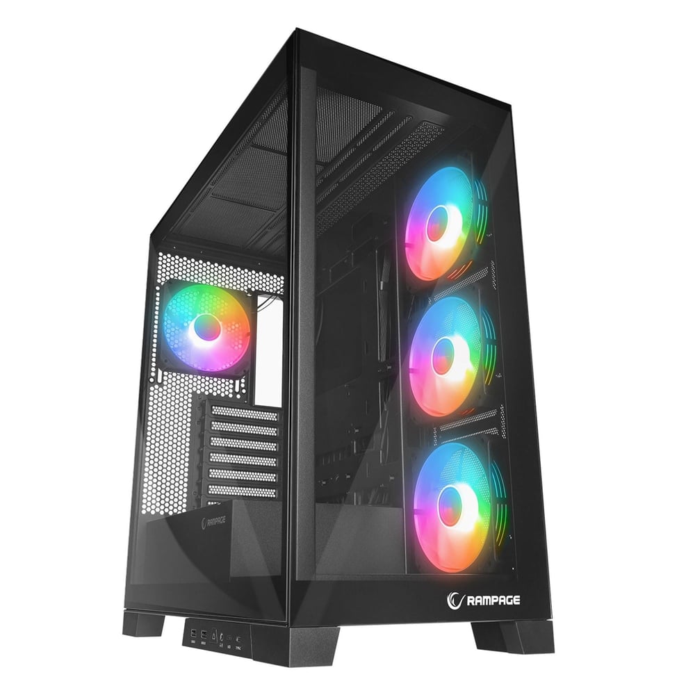 Rampage HYDRA V2 4*ARGB Fan+Hub Temperli Cam E-ATX Exclusive Siyah Oyuncu Kasası