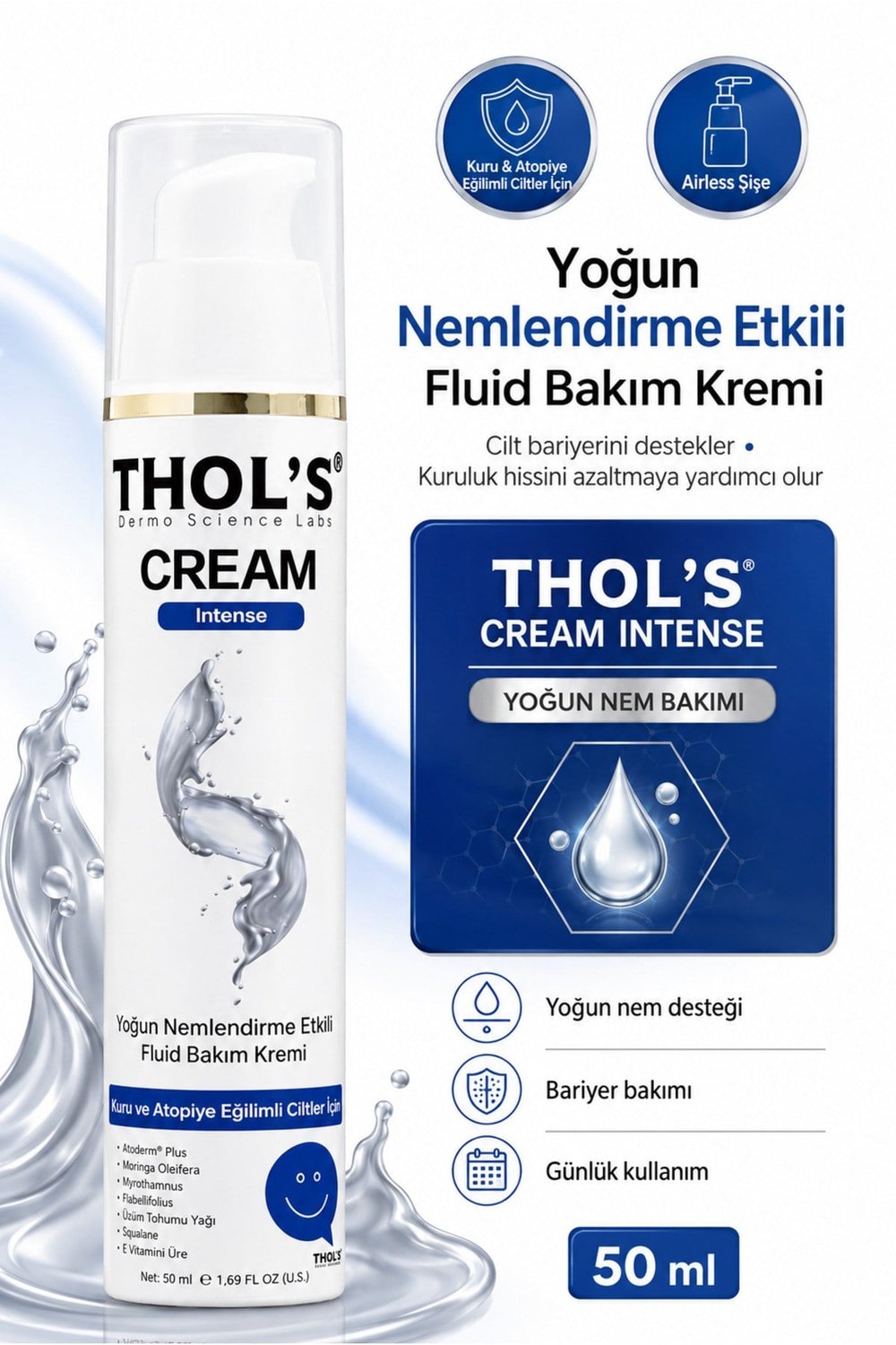 TB21 CREAM INTENSE Kuru ve Atopik Ciltler İçin Nemlendirici Fluid Bakım Kremi 50 ML