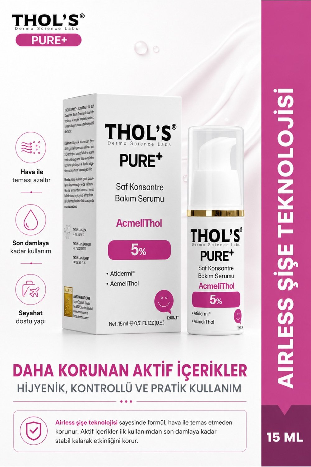 TB76 PURE+ Acmelithol Dolgu Etkili Kırışıklık ve Kolajen Destekli Saf Bakım Serumu - 15 ML