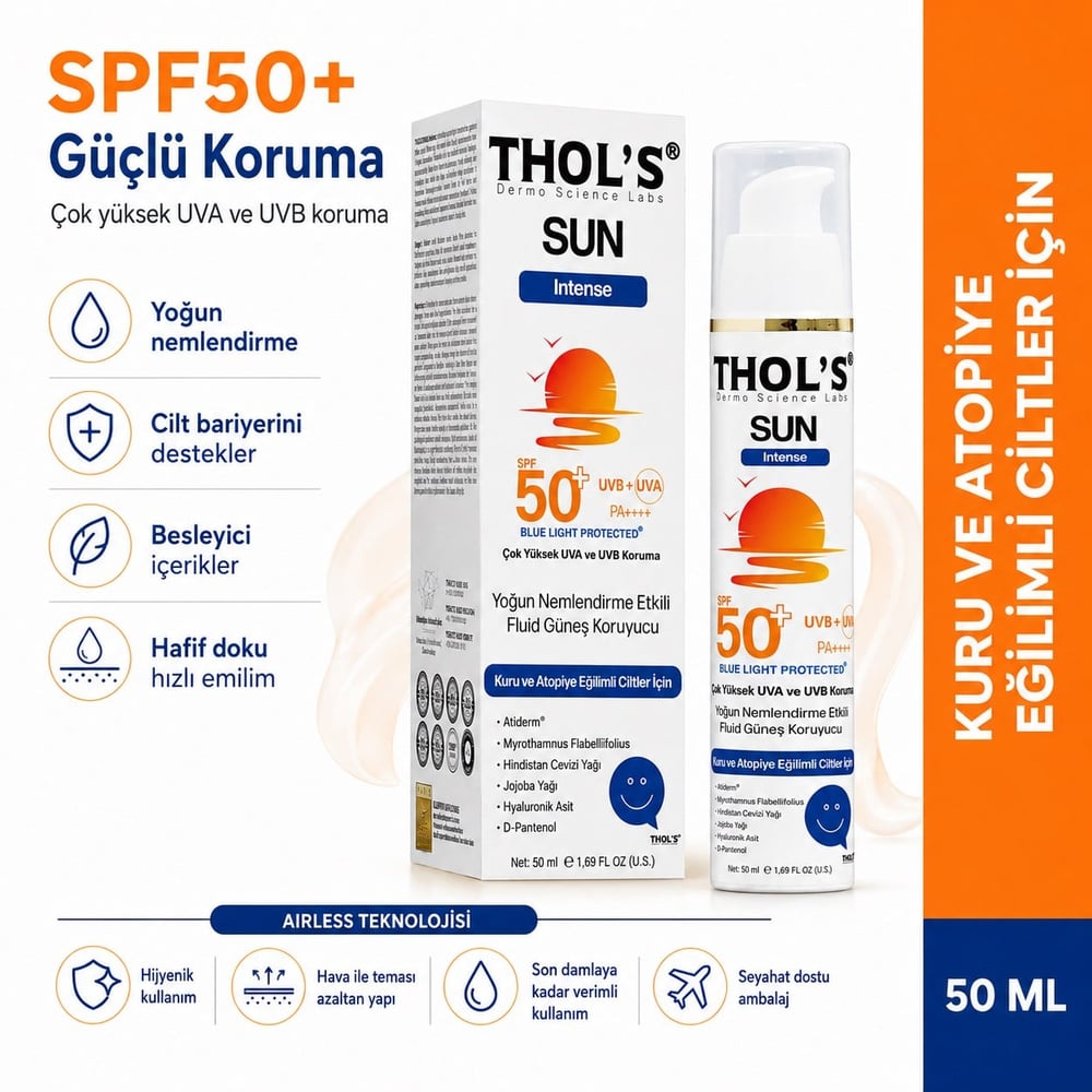 THOL’S Sun Intense Yoğun Nemlendirme Etkili Fluid Güneş Koruyucu SPF50+ 50 ml