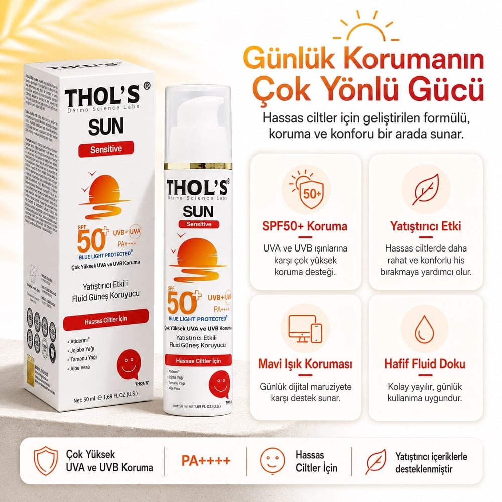 THOL’S Sun Sensitive Yatıştırıcı Etkili Fluid Güneş Koruyucu SPF50+ 50 ml