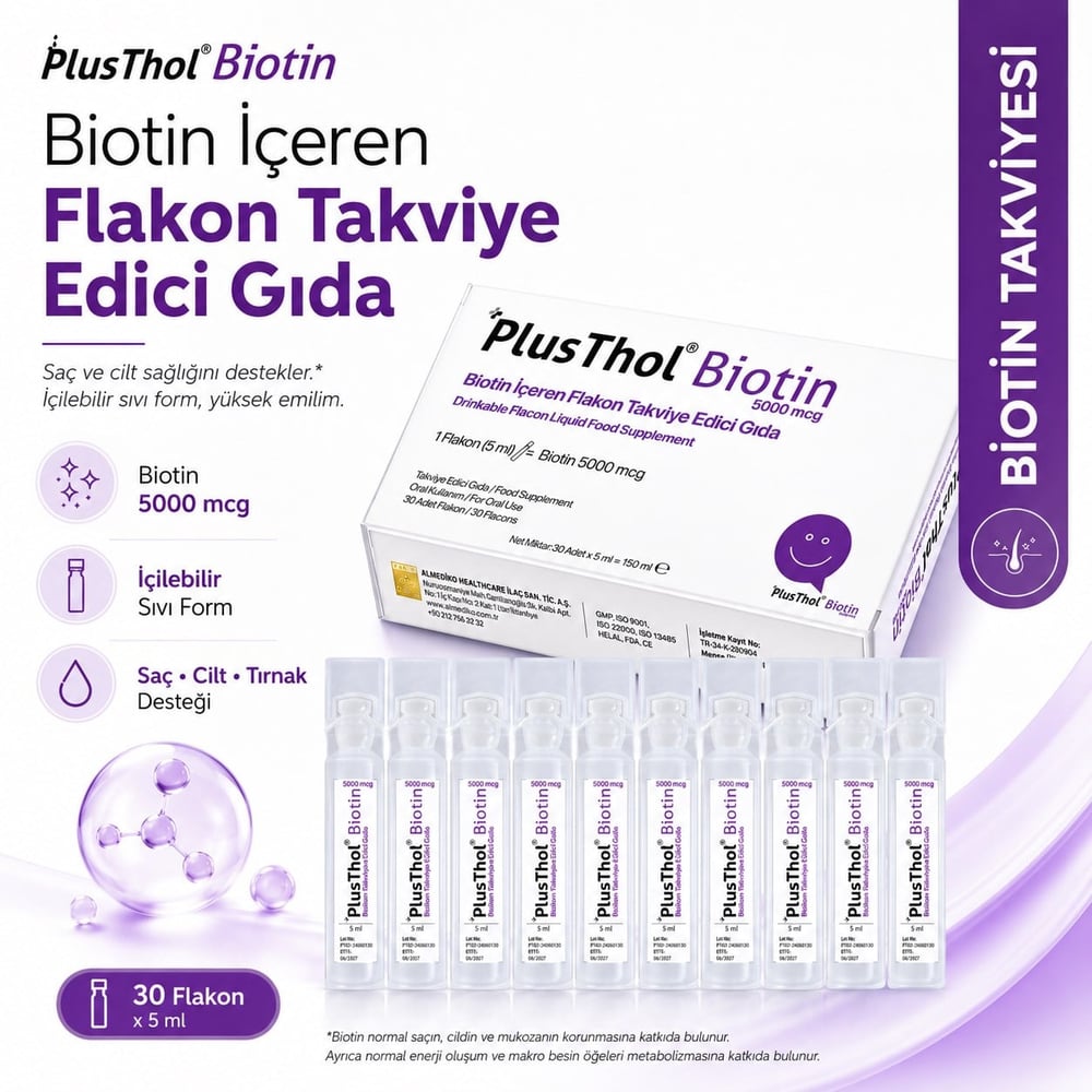 Thols PT2 Plusthol 5000 mcg Biotin Shot - Dökülme Karşıtı ve Hızlı Saç Uzatan Sıvı Takviye 30'lu