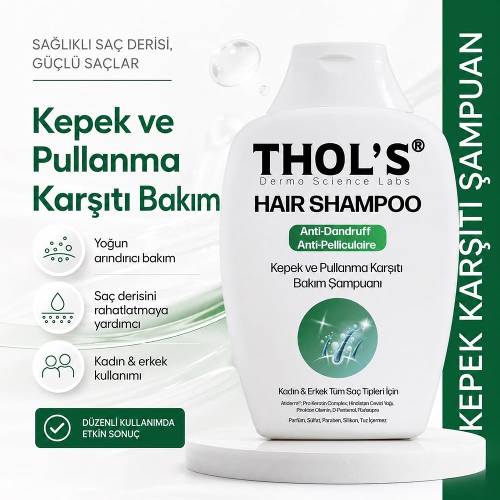 THOLS TB30 Kepek ve Pullanma Karşıtı Bakım Şampuan Tüm Saçlar ve Günlük Kullanım 300 ML