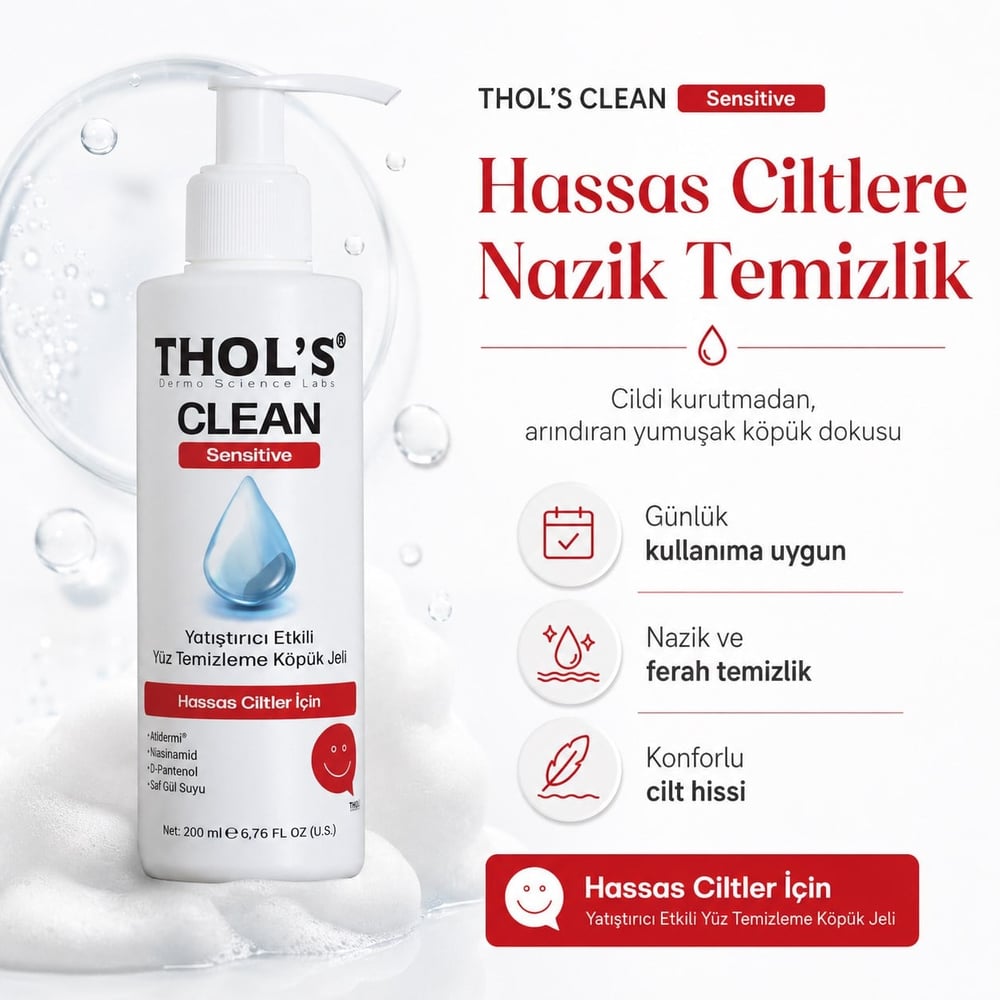 Thols TB5 Hassas Ciltler İçin Yatıştırıcı Yüz Yıkama Jeli Niasinamid ve Panthenol Bariyer Desteği 200 ml