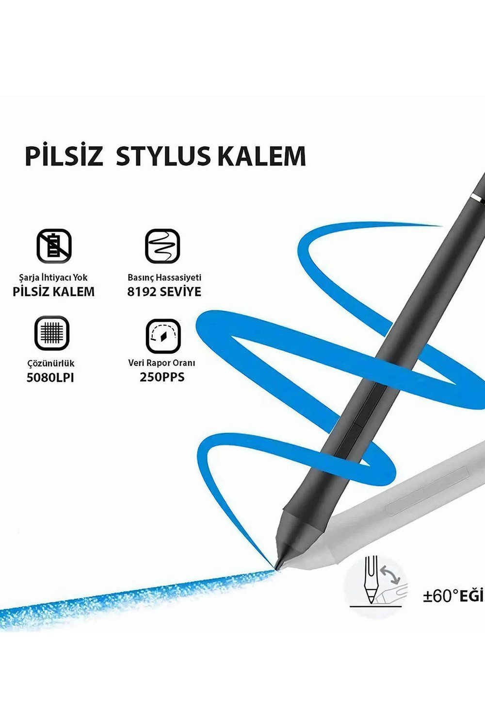 Vk640 Ve Vk1200 Grafik Tabletler Için 8192l Pilsiz Kalem-p05