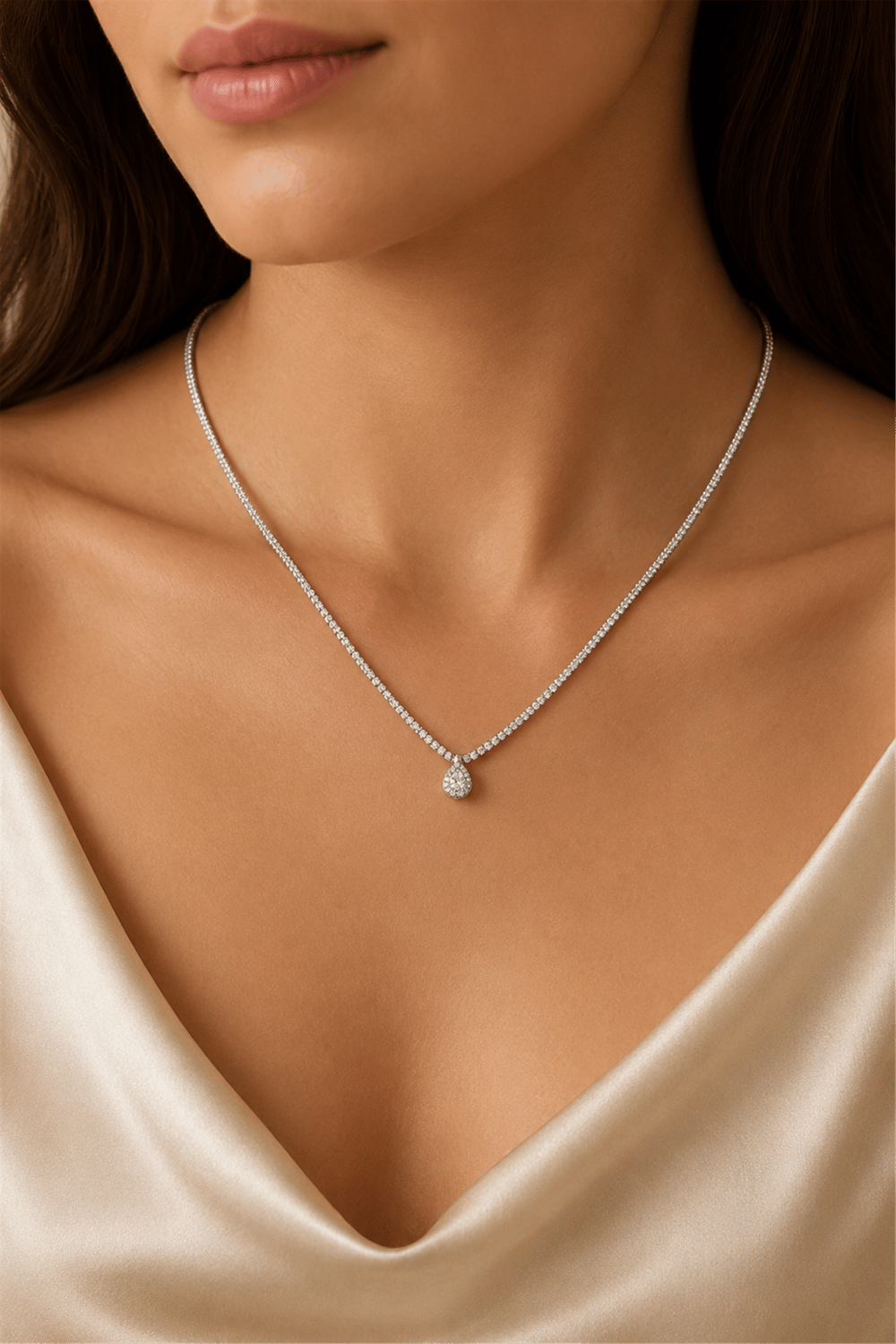 Drop Necklace Tek Taş Damla Kolye | Şık El Yapımı Bijuteri Kadın Kolyesi