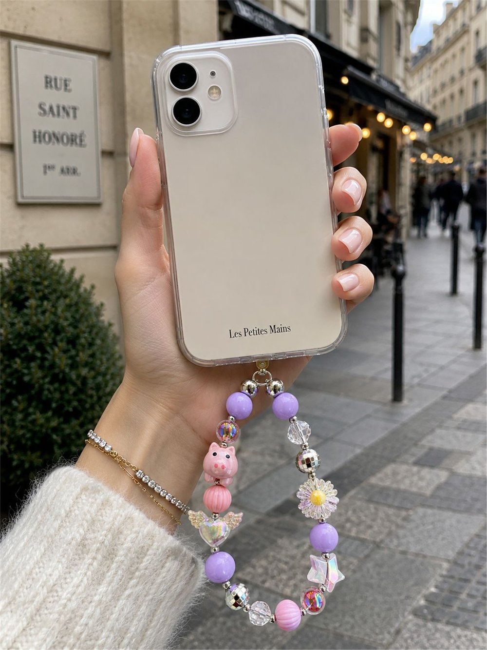 Iconic Sevimli Domuz Figürlü Pastel Telefon Askısı, Boncuklu Telefon Charmı ve Çanta Aksesuarı