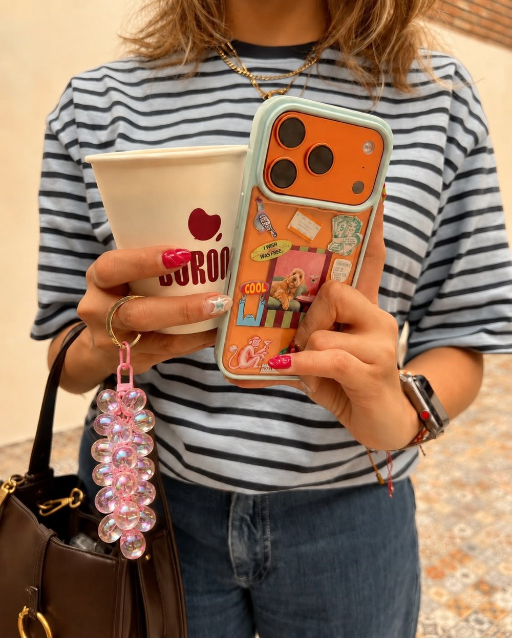 Les Petites Mains Akrilik Pembe Boncuk Anahtarlık 