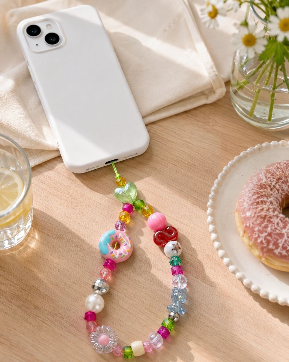 Name Pop S Telefon Askısı, Boncuklu Telefon Charmı ve Çanta Aksesuarı Model 6