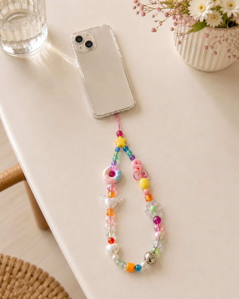 Name Pop S Telefon Askısı, Boncuklu Telefon Charmı ve Çanta Aksesuarı Model 4