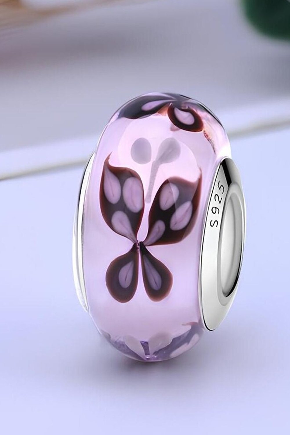  Kelebek Mor Murano Charm