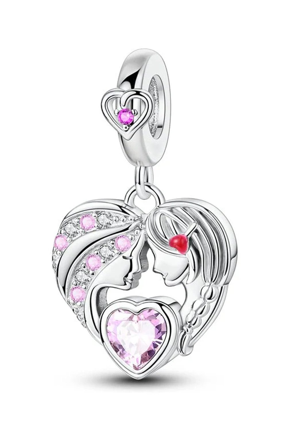 Anne ve Kız Sevgisi Kalp Sallantılı Charm
