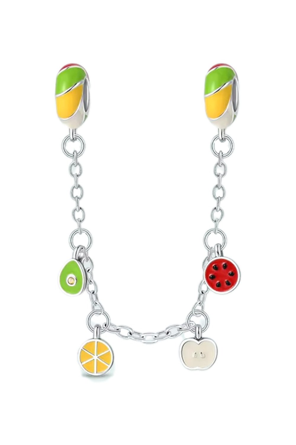 Avokado, Limon, Karpuz ve Elma Zincir Sallantılı Stoperli Charm