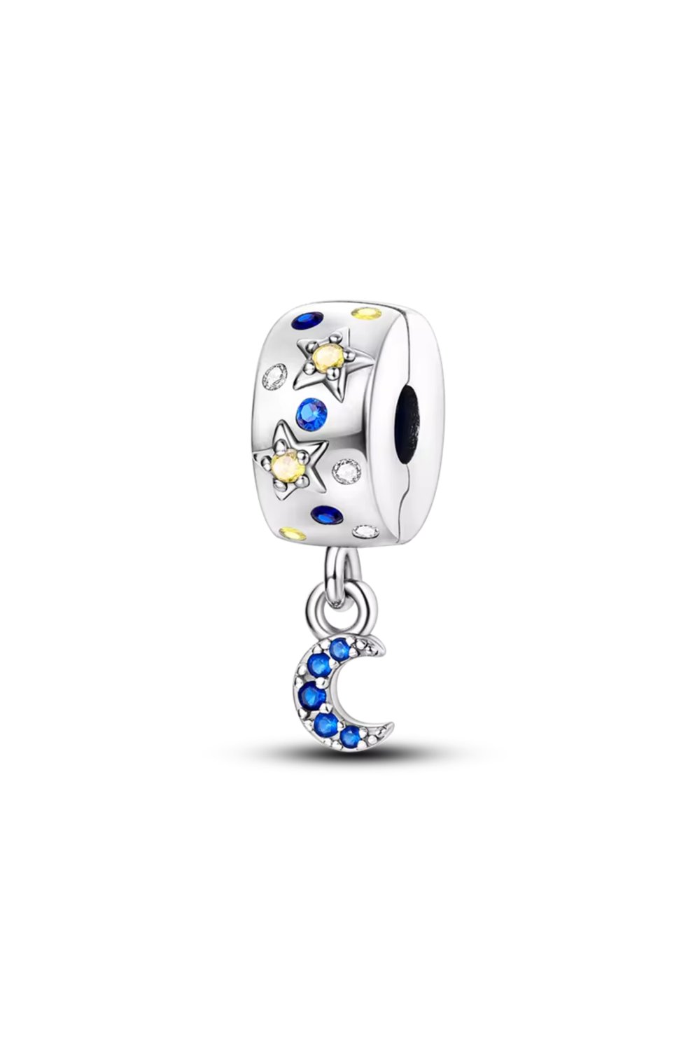Ay Sallantılı Taşlı Klips 925 Ayar Gümüş Charm