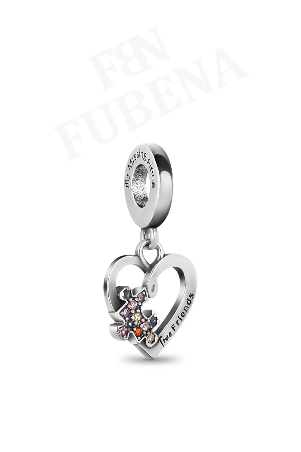 Fubena Puzzle Parçası ve Kalpli Arkadaşlık Sallantılı Charm