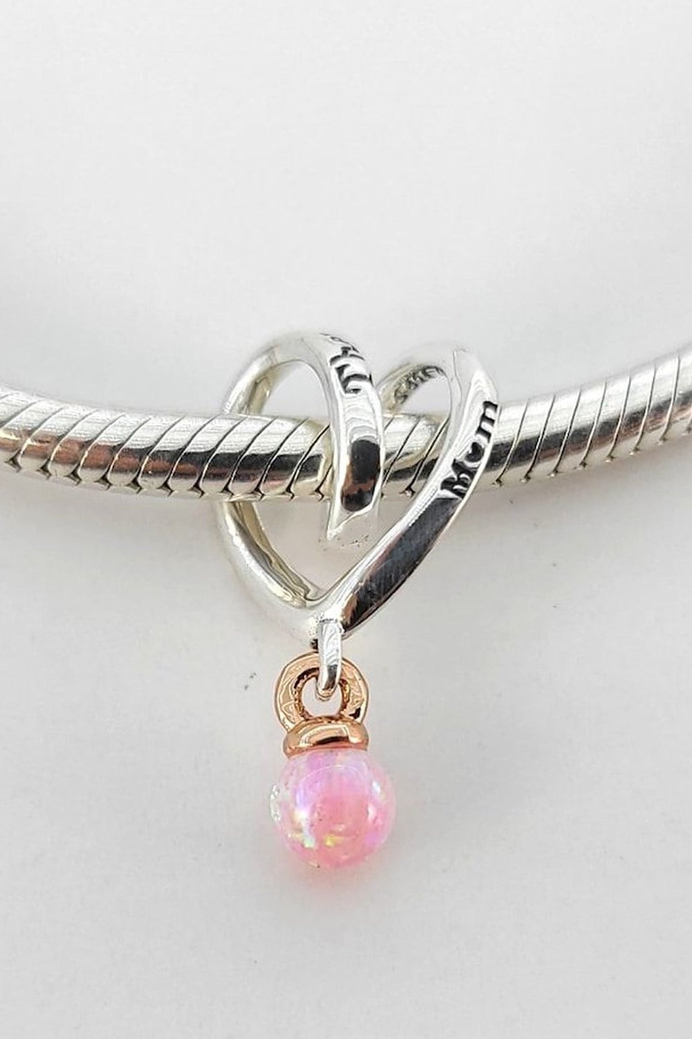 İki Renkli Sarılı Kalp Charm