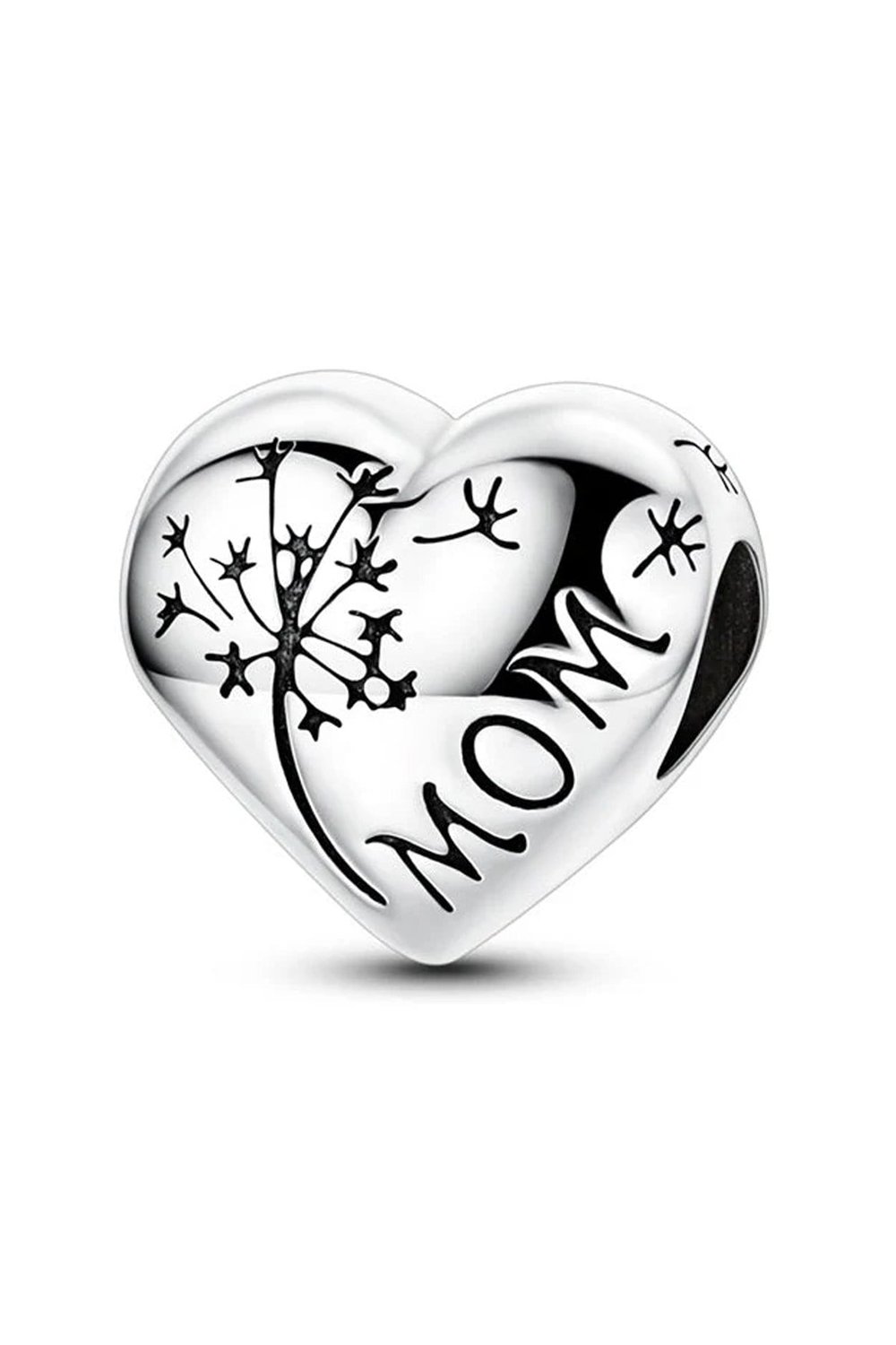 Karahindiba ve Mom Yazılı Kalp Boncuk Charm