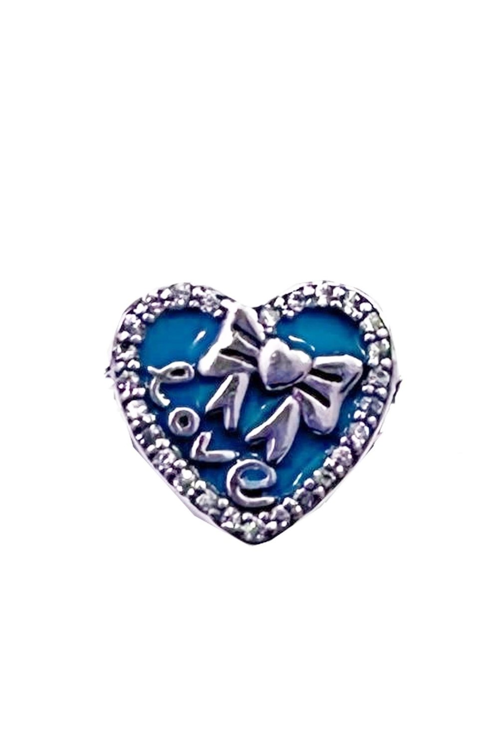 Love Yazılı Kurdeleli Taşlı Kalp Charm