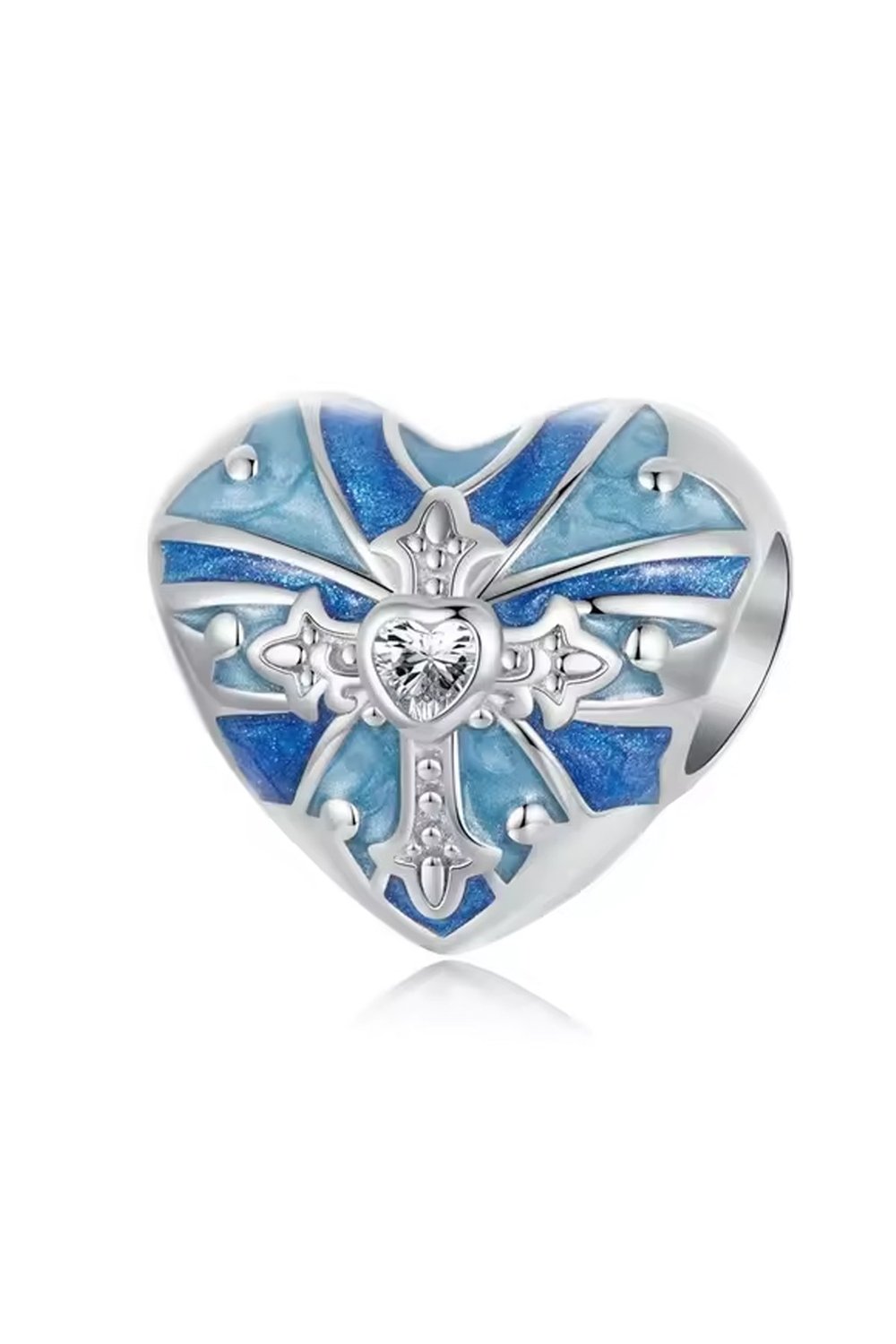 Mavi Madalyon Kalp Charm