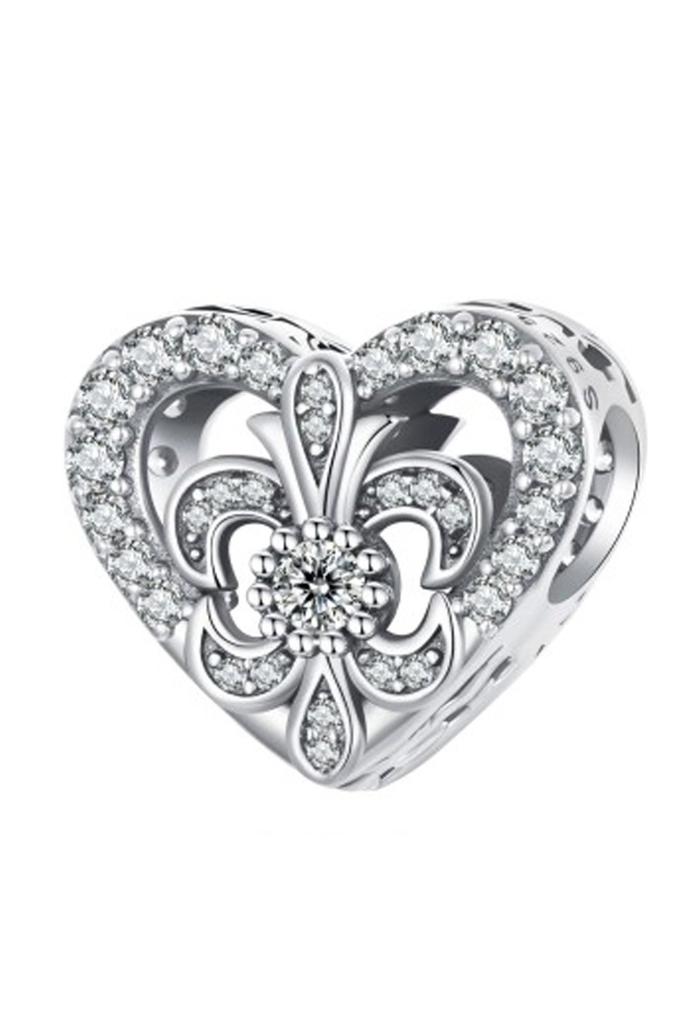 Süslü Taşlı Kalp Charm