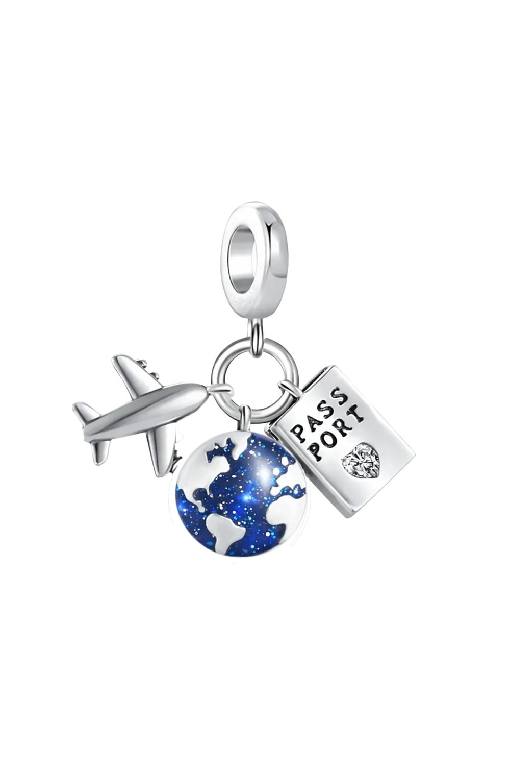Uçak Dünya Ve Pasaport Sallantılı Charm