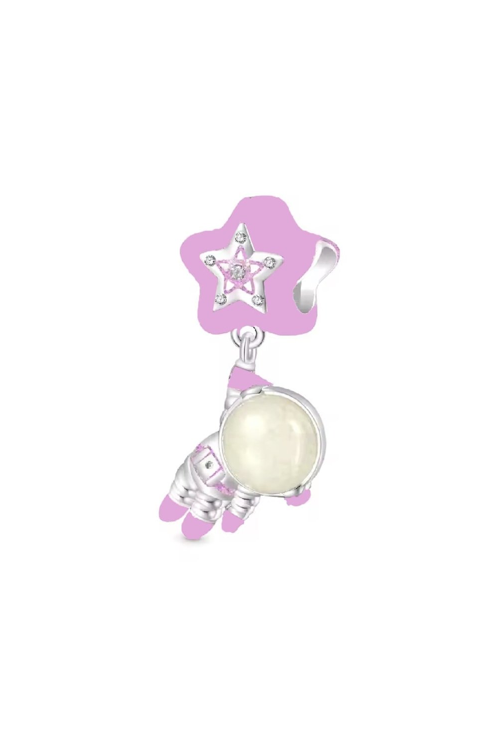 Yıldızını Tutan Pembe Astronot Sallantılı Charm