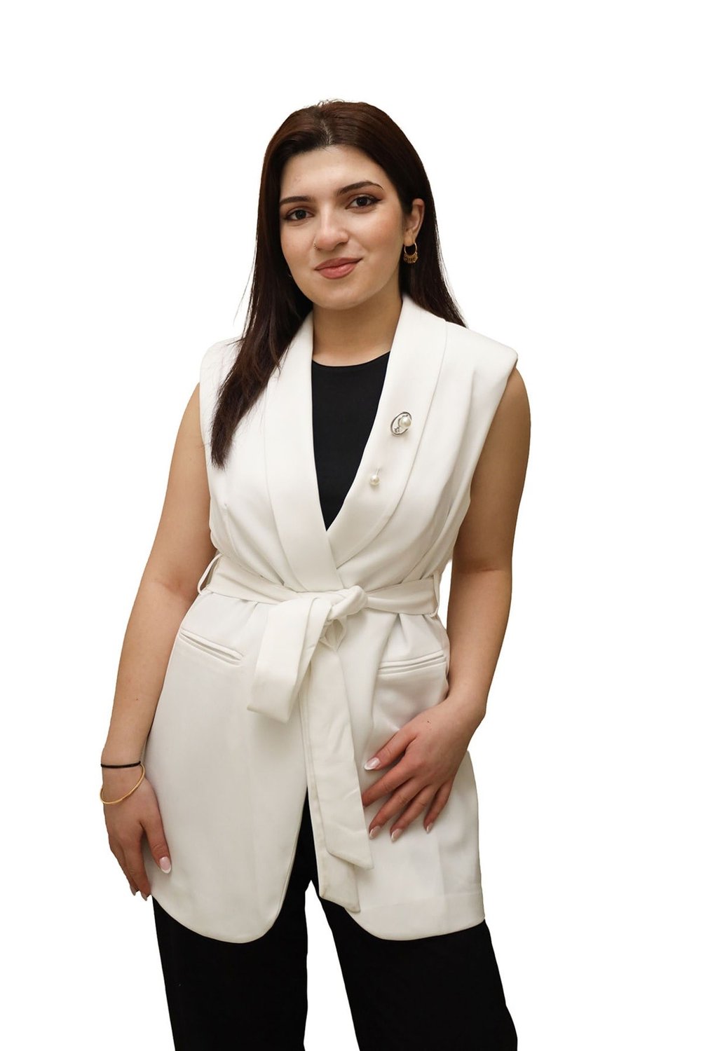belden bağlamalı kruvaze yelek