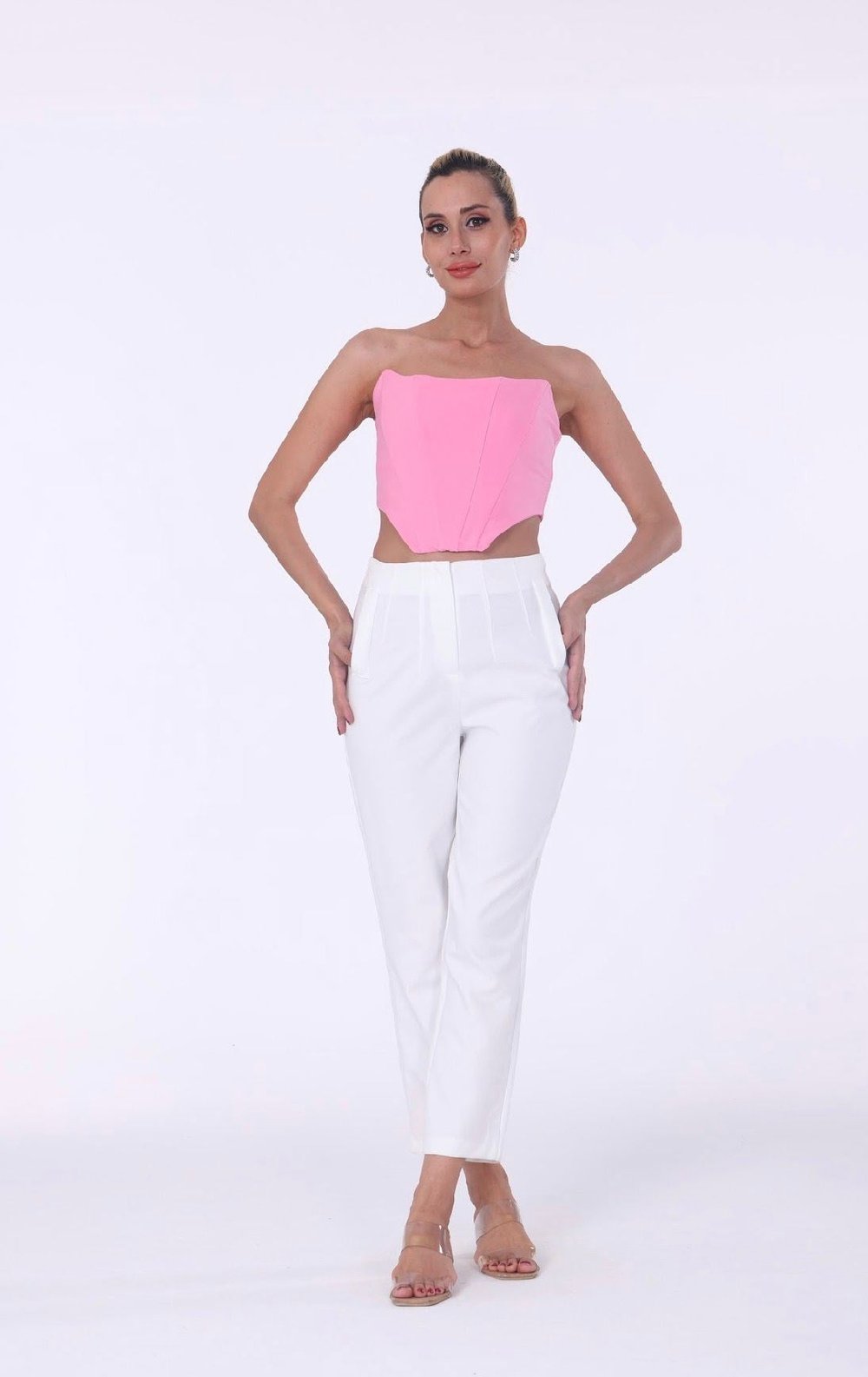 Fermuarlı Pembe - Crop