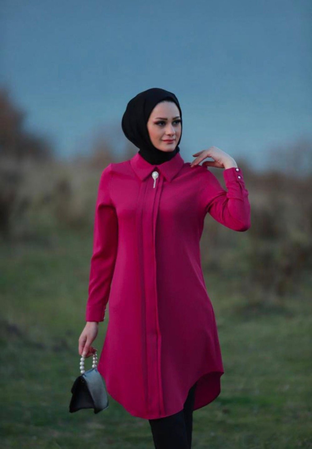 Pembe Bronş Detaylı - Gömlek