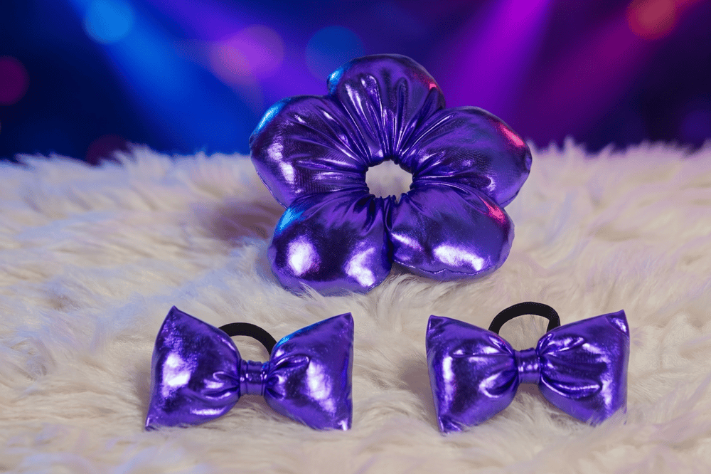 Puffy Shine: Metalik Dokulu Lüks Tasarım Toka Seti | Per Capelli® - Mor