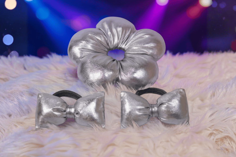 Puffy Shine: Metalik Dokulu Lüks Tasarım Toka Seti | Per Capelli® - Füme(Parlak Gri)