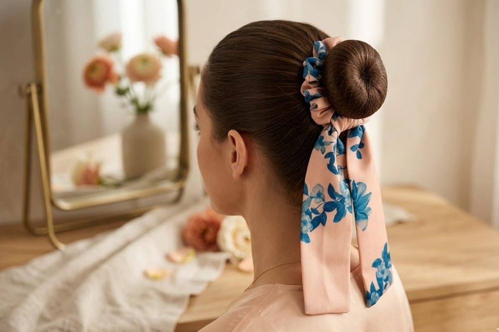 Scarf Dream®: İthal Eşarp Toka | Per Capelli® - Mavi Çiçekler