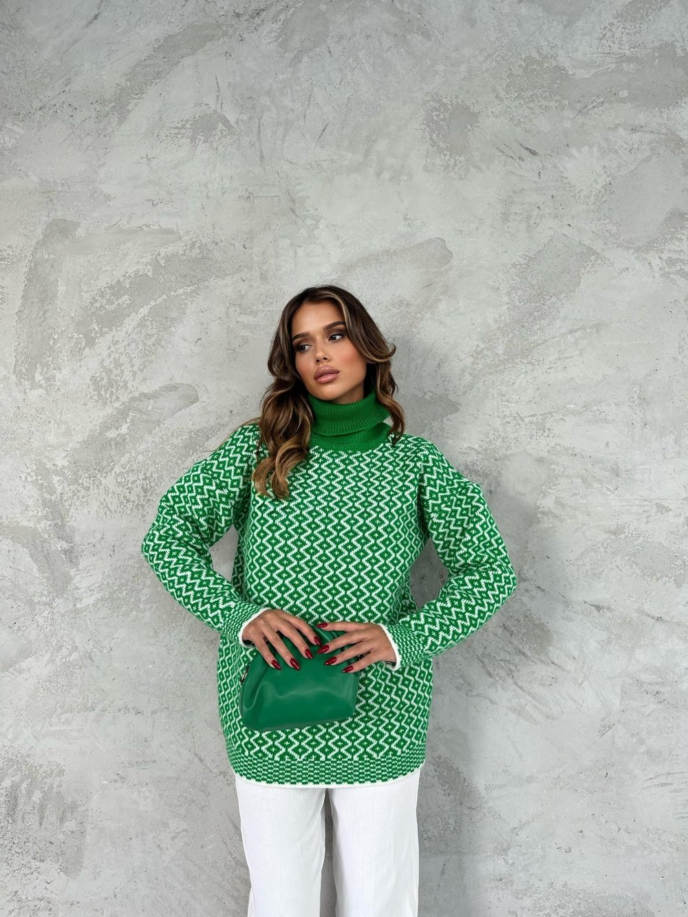 Dama Desen İpek Kazak