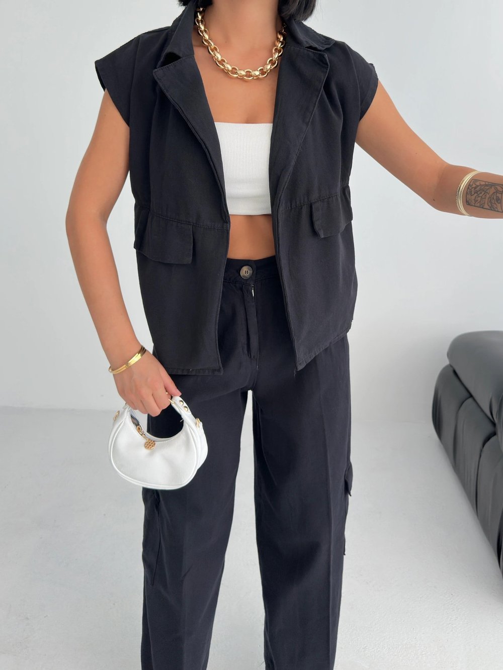 Gabardin Keten Yelek