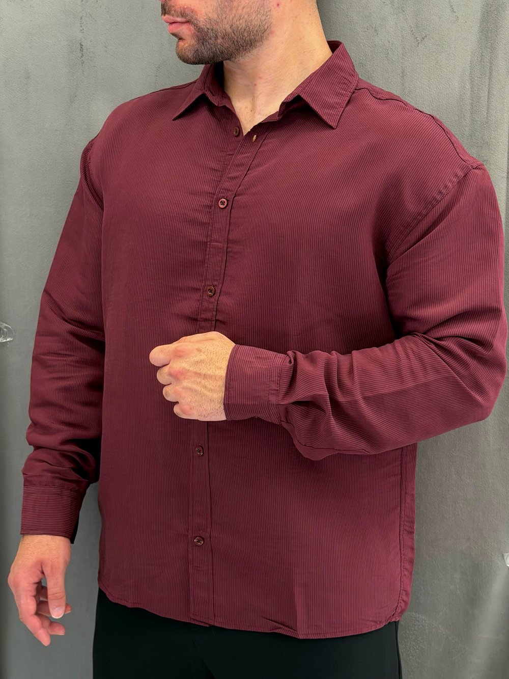 Oversize Modal Bordo Gömlek