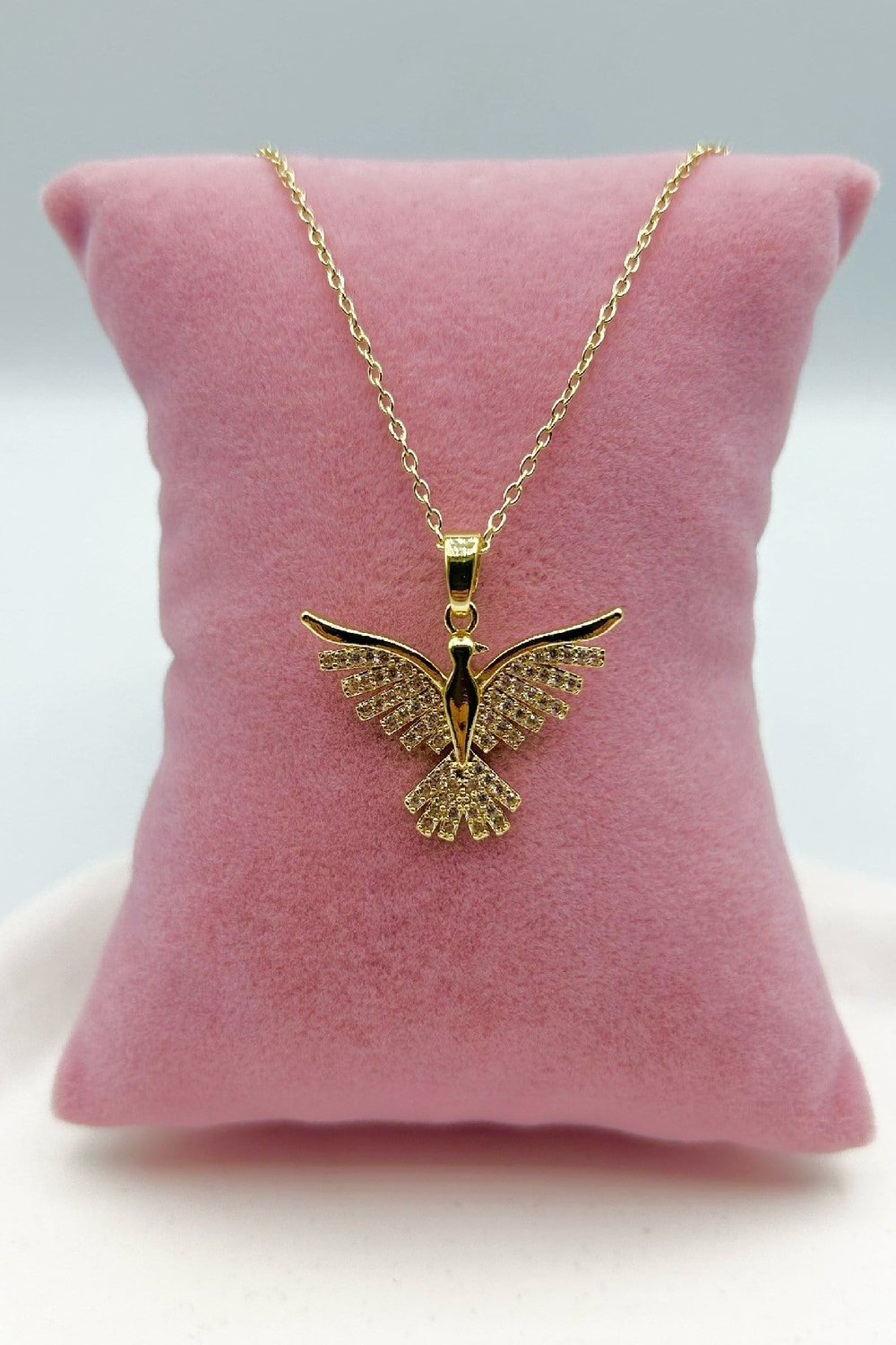 14K Altın Renginde Anka Kuşu Çelik Kadın Kolye (22 cm+5 cm)