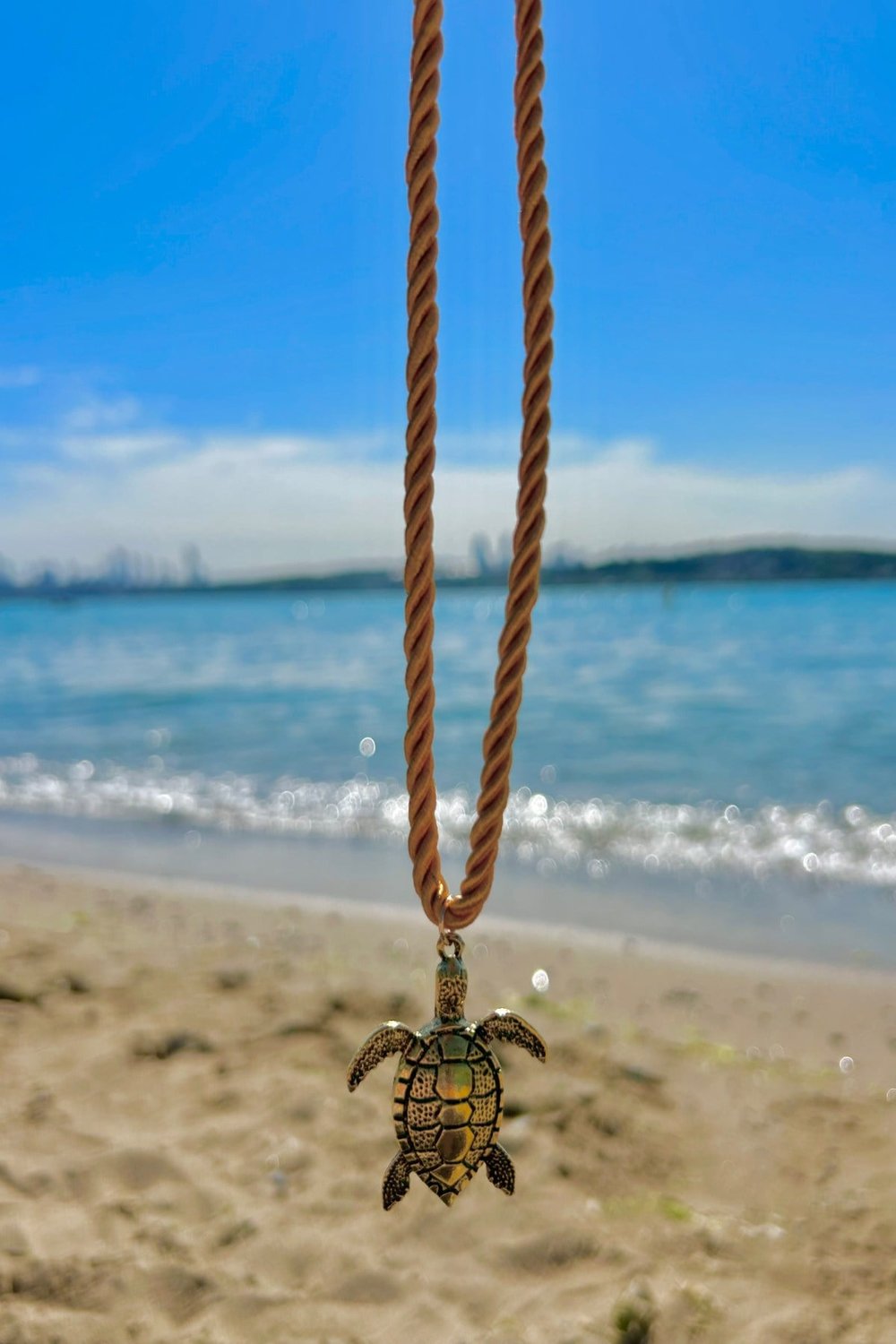Kaplumbağa Temalı Yazlık/Plajlık Kadın Kolye - Ayarlanabilir (27cm + 5cm)