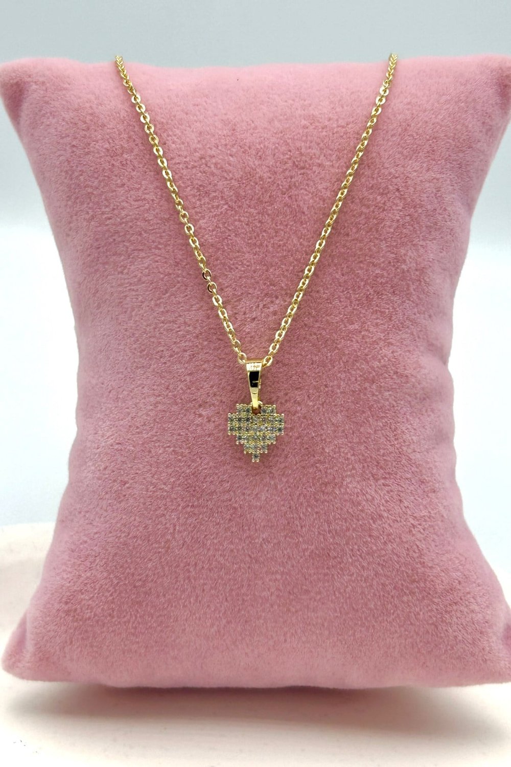 Özel Seri 14K Altın Kaplama Kalpli Kadın Kolye (Birinci Sınıf Kalite/Kararmaz/Paslanmaz) - 24cm