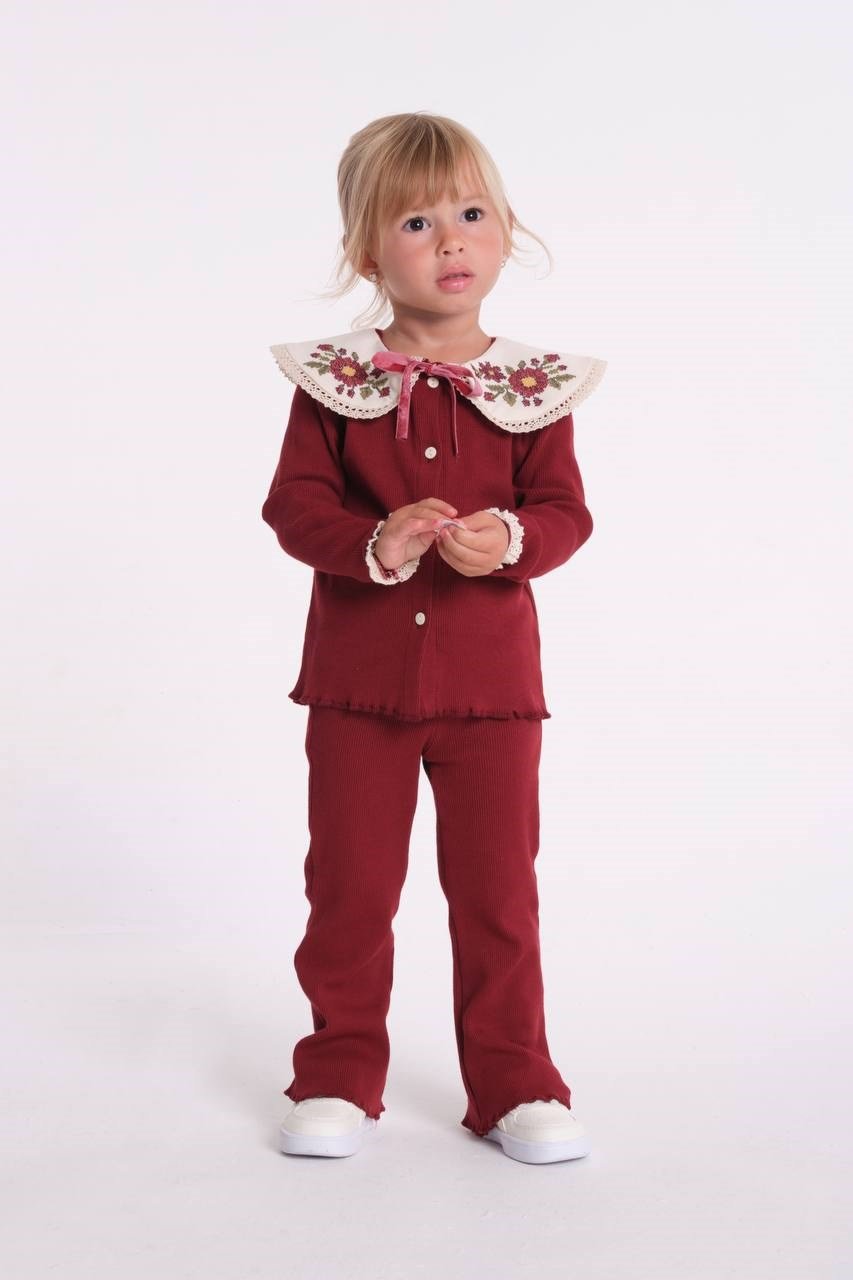 Bordo Nakışlı Kaşkorse Takım-1106