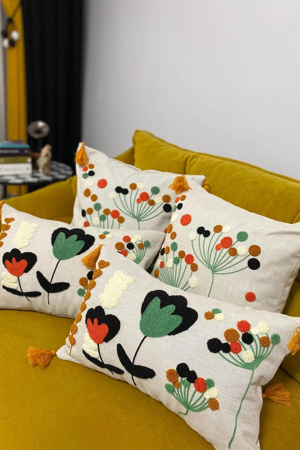 Punch Nakışlı 4adet Kırlent Kılıfı