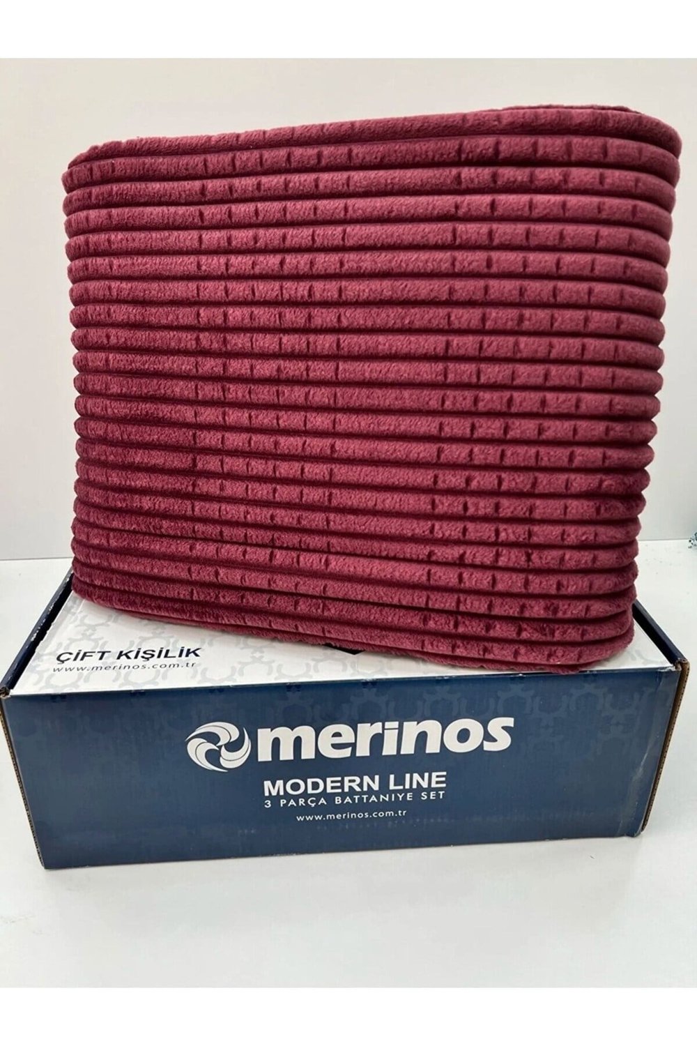 Modern 3 Parça Tek Battaniye Seti - Bordo