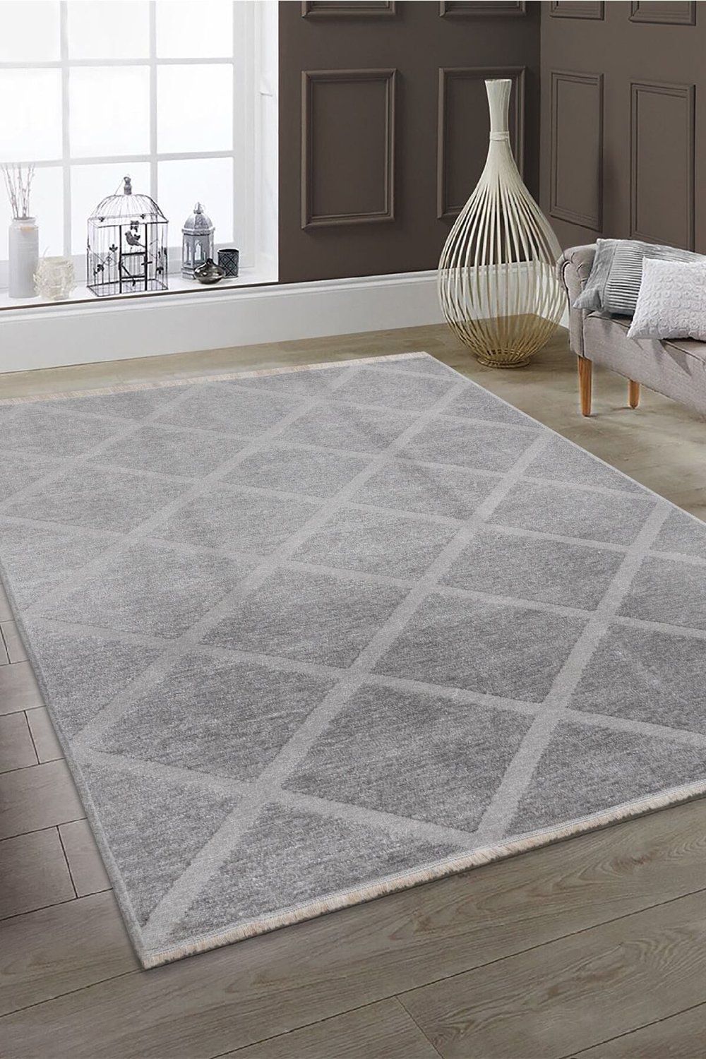Rodney Vl Yıkanabilir Kaydırmaz Çift Taraf Pamuk Dokuma A.gümüş Premium Kalite Kilim