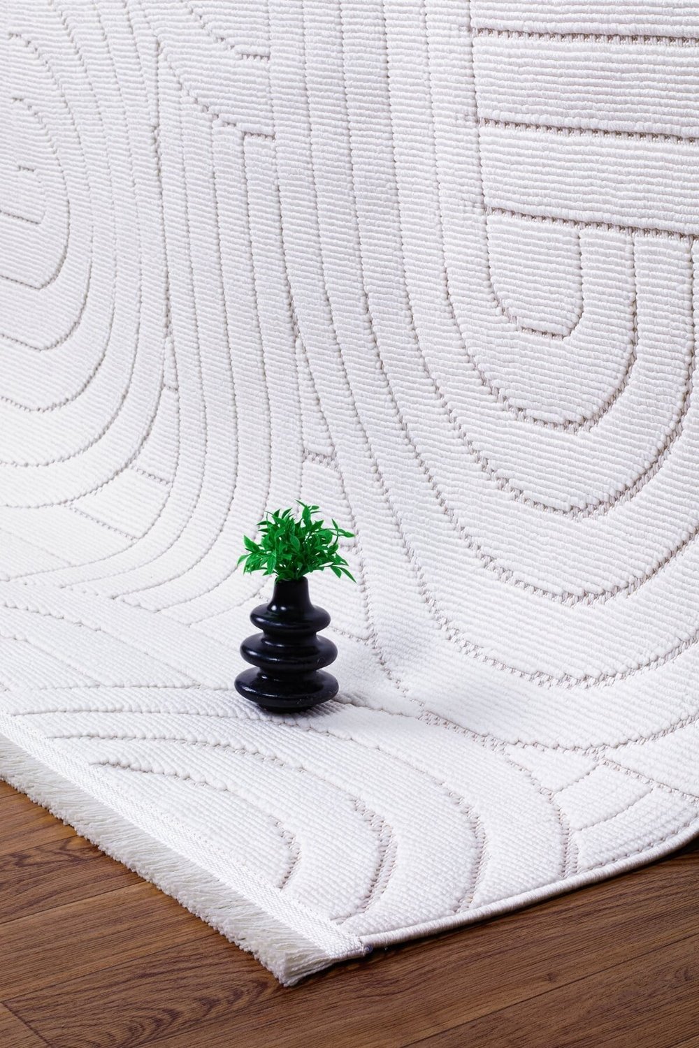 Tokyo Bukle Yumuşak Dokulu Halı Kilim Salon Mutfak Koridor Yolluk Dokuma Makine Halısı OP114-Beyaz