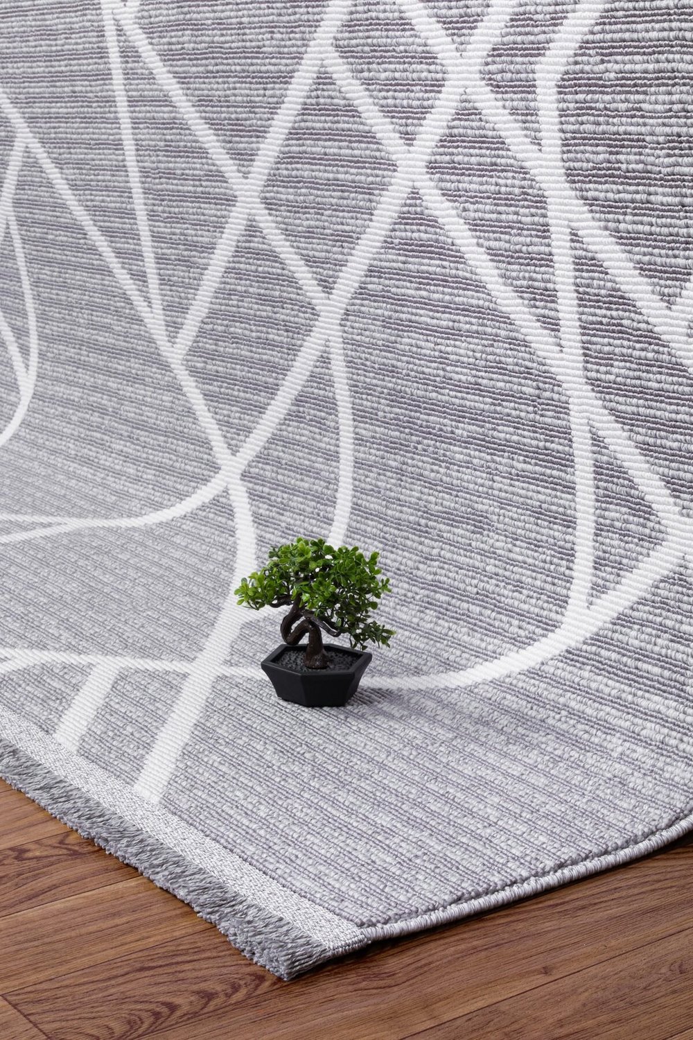 Tokyo Bukle Yumuşak Dokulu Halı Kilim Salon Mutfak Koridor Yolluk Dokuma Makine Halısı OP401-Gri