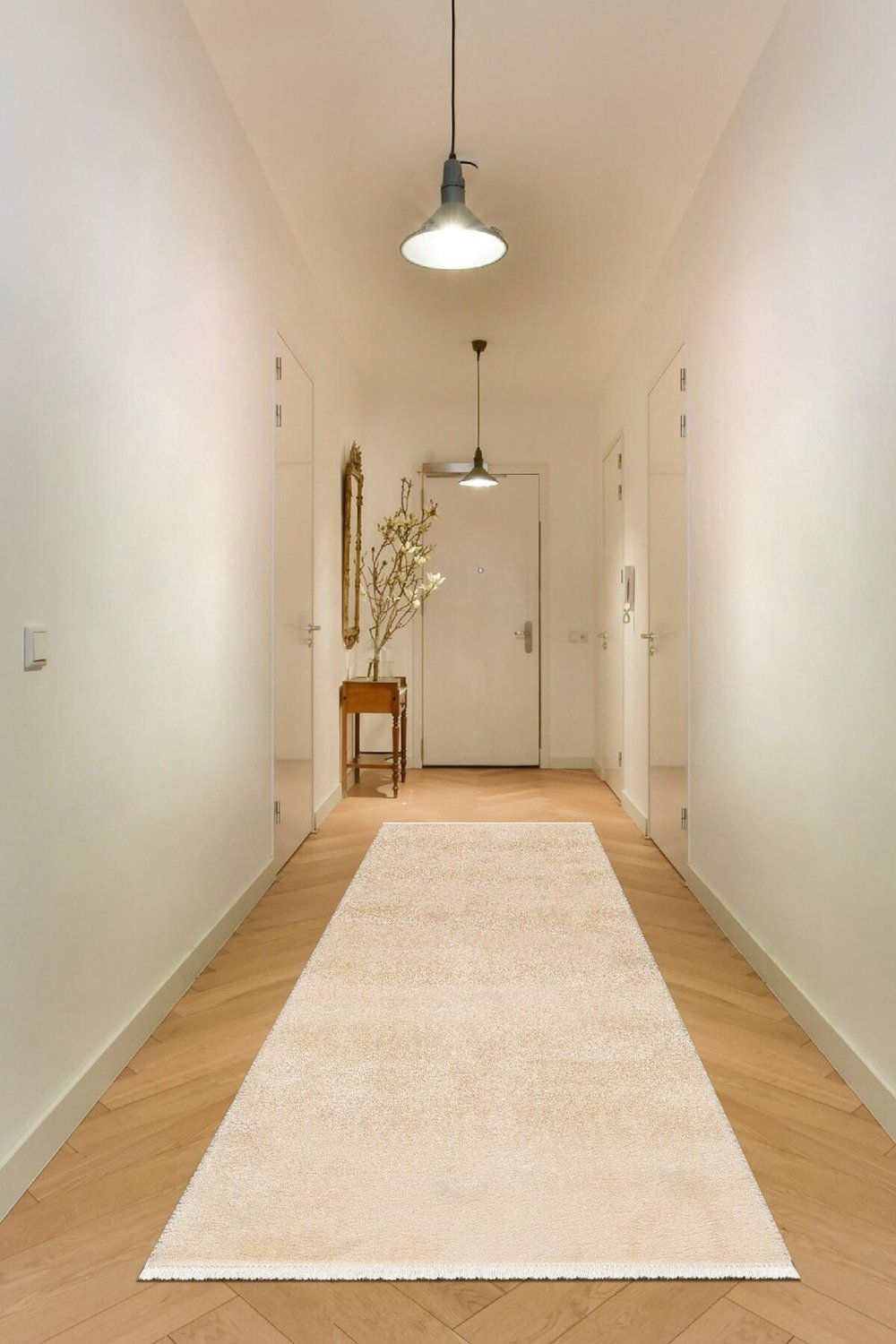 Vl Comfort Düz Saçaklı Peluş Düz Yolluk Bej